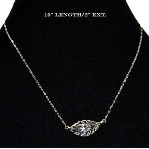 Silver Leaf Design Necklace with crystals